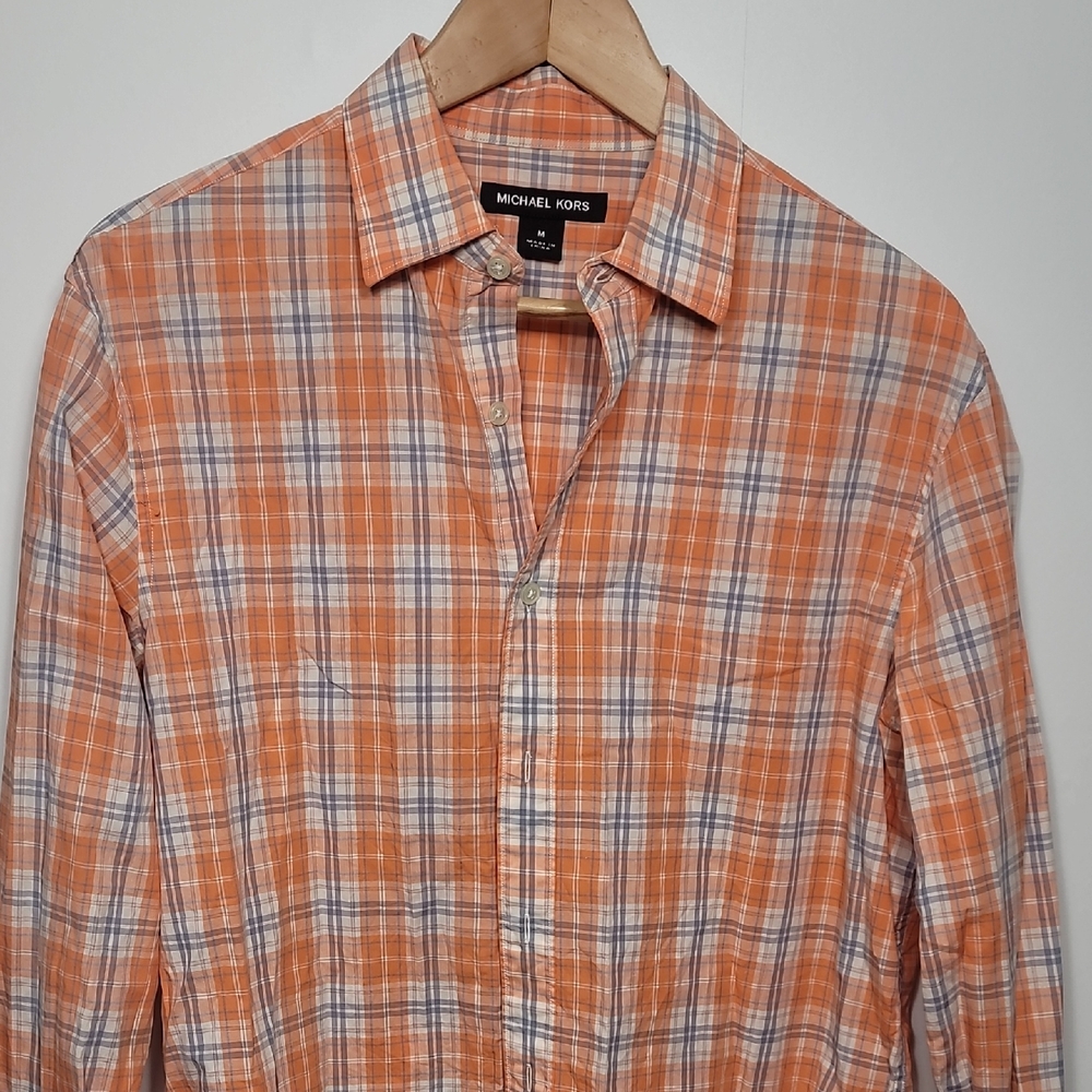 Michael Kors Orange Plaid Men's Shirt